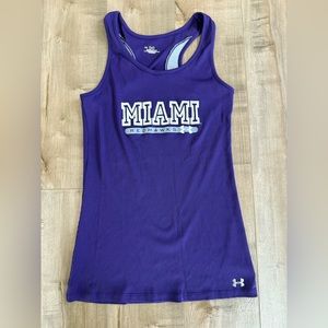 Under Armour Miami Redhawk Tank Top Women Medium Ribbed Purple Stretch Racerback